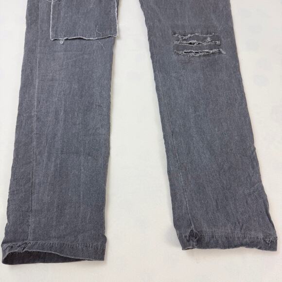 Made In Italy Charcoal Pull On Gray Pants Sequin Patches Wide Drawstring Waist - Picture 14 of 16